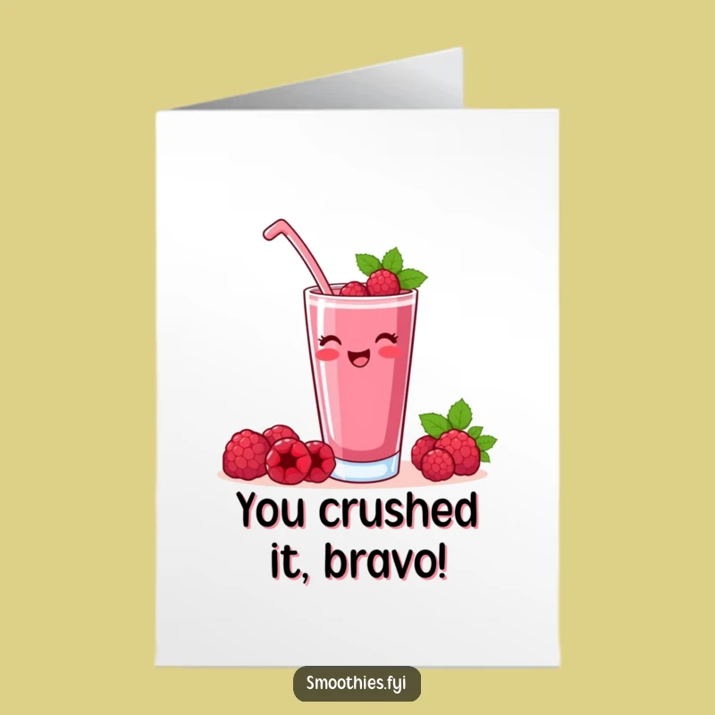 Free Printable Congrats Card: Raspberry Smoothie Toast for a Satisfied, Humorous Downloadable Gift