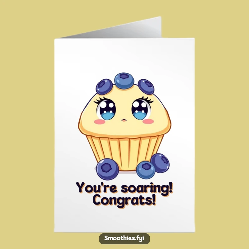 Free Printable Congrats Card: Shocked Muffin Ascending Joyfully