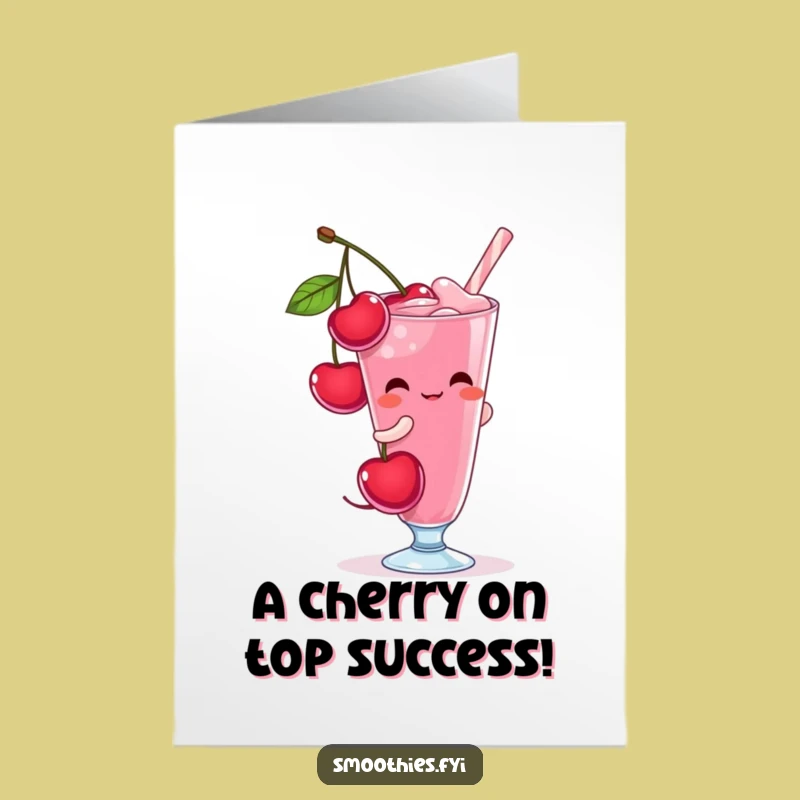 Free Printable Congrats Card: Shy Cherry Pours Success - Adorable Downloadable
