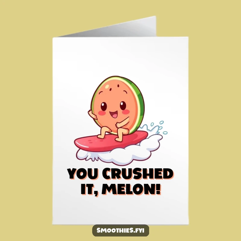 Free Printable Congrats Card: Watermelon Surfer Funny Downloadable Gift for Victories
