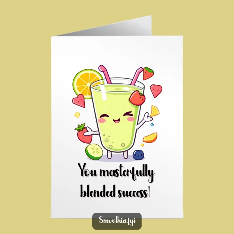 Free Printable Juggling Kawaii Smoothie Congrats Card - Humorous Downloadable Gift
