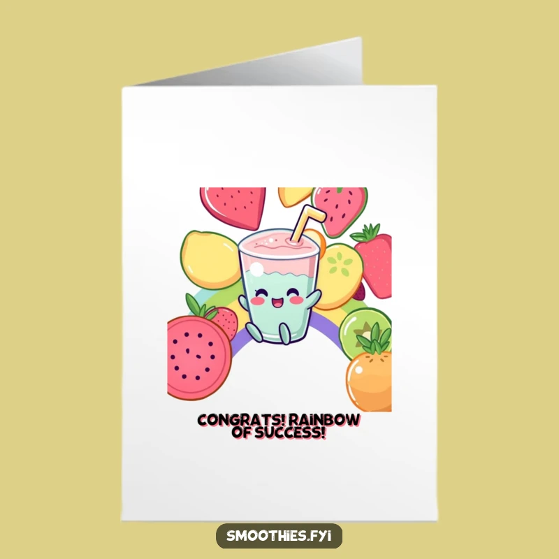 Free Printable Kawaii Smoothie Congrats Card Rainbow Fun Funny Gift