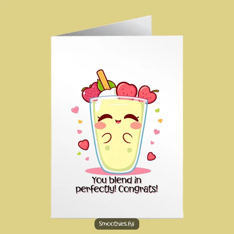 Free Printable Kawaii Smoothie Congratulations Card: Funny Yay Downloadable Gift