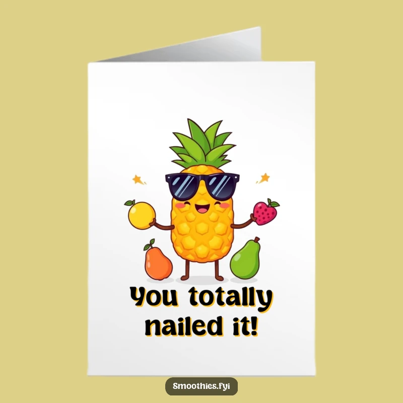 Free Printable Pineapple Congrats Card: Juggling Fruit Fun, Downloadable Celebration