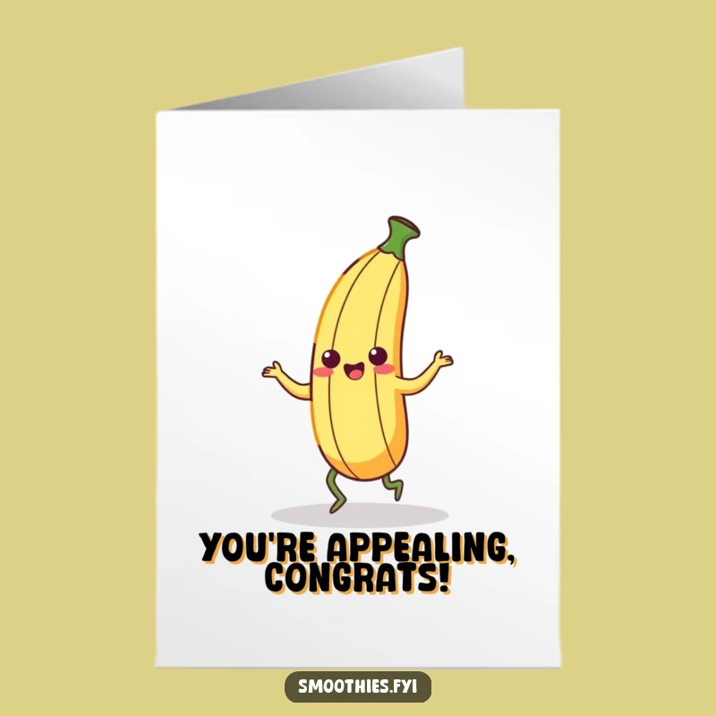 Free Printable Congrats Card: Kawaii Banana Peel Dance Funny Downloadable