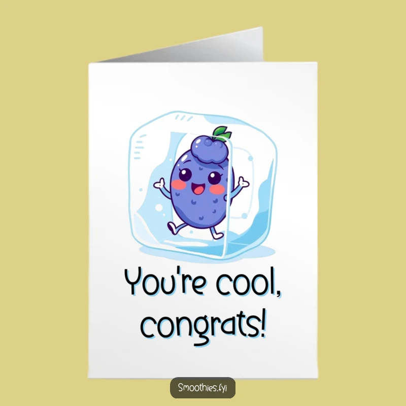 Free Printable Congrats Card: Kawaii Blueberry Ice Cube Fun Downloadable