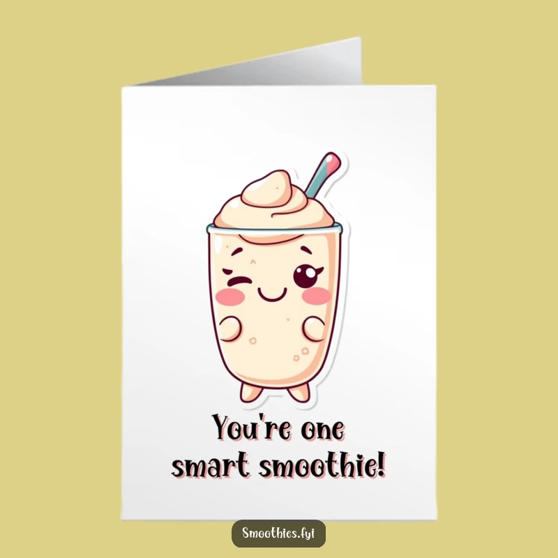 Free Printable Kawaii Smoothie Congrats Card: Funny Wink Downloadable Gift