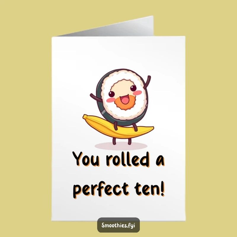 Free Printable Funny Congrats Card: Sushi Cartwheel Success, Dynamic DIY Gift