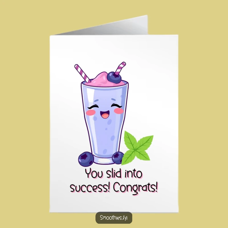 Free Printable Congrats Card: Blueberry Smoothie Success Slide - Funny Gift