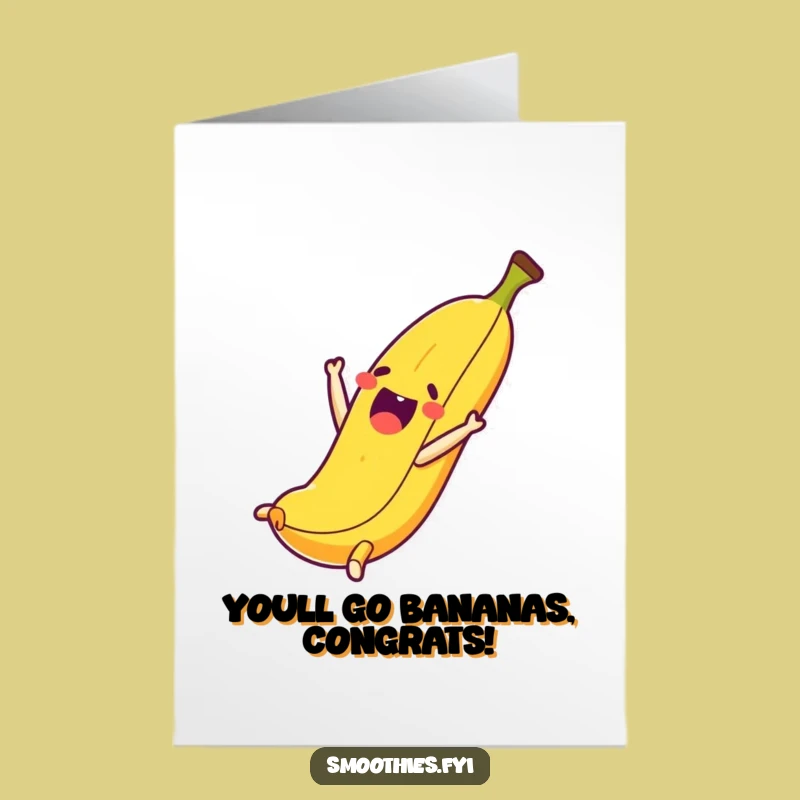 Free Printable Congrats Card: Banana Somersault, Humorous Downloadable Cheers