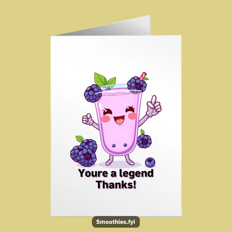 Free Printable Blueberry Smoothie Dance Thank You Card: Playful Gratitude Downloadable