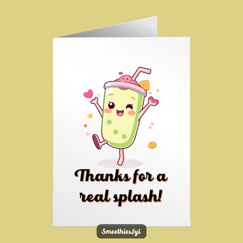 Free Printable Kawaii Smoothie Thank You Card: Funny Cartwheel Downloadable Gift