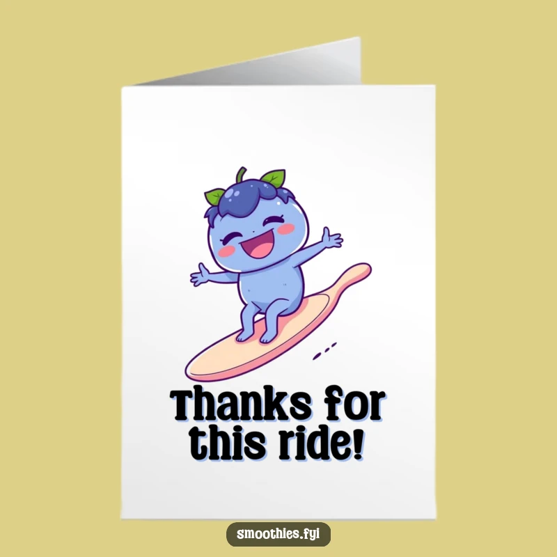 Free Printable Thank You Blueberry Card: Surfing Gratitude, Downloadable Thanks