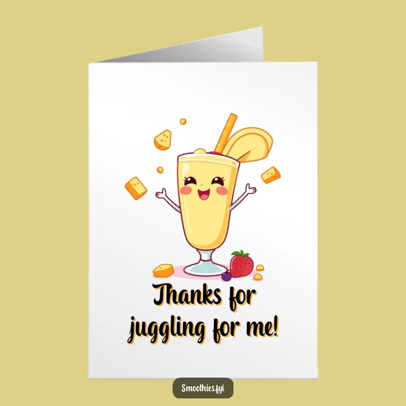 Free Printable Thank You Card: Banana Smoothie Juggling Thanks - Funny Downloadable Gift