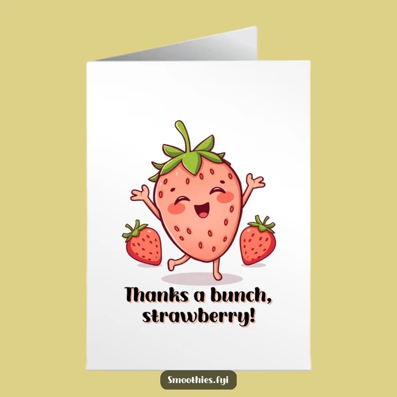 Free Printable Thank You Card: Dancing Strawberry, Whimsical Downloadable Gratitude