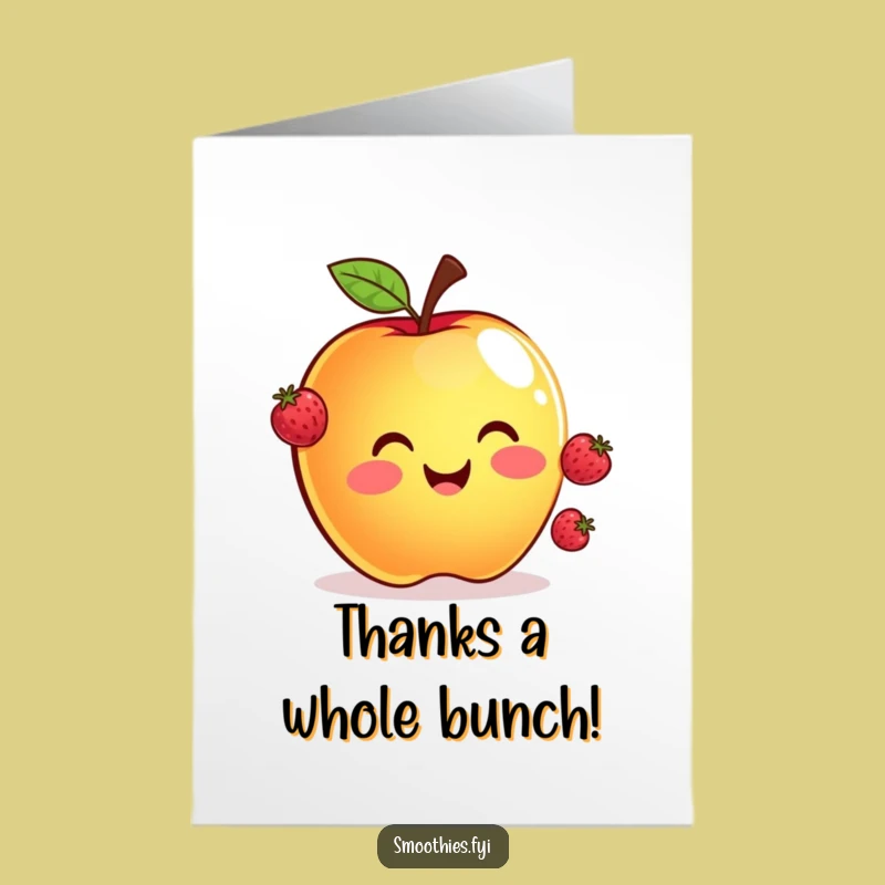 Free Printable Thank You Card: Juggling Apple Funny Downloadable Gift of Gratitude