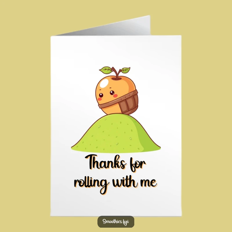 Free Printable Thank You Card: Rolling Apple Surprise - Cute Downloadable Gift