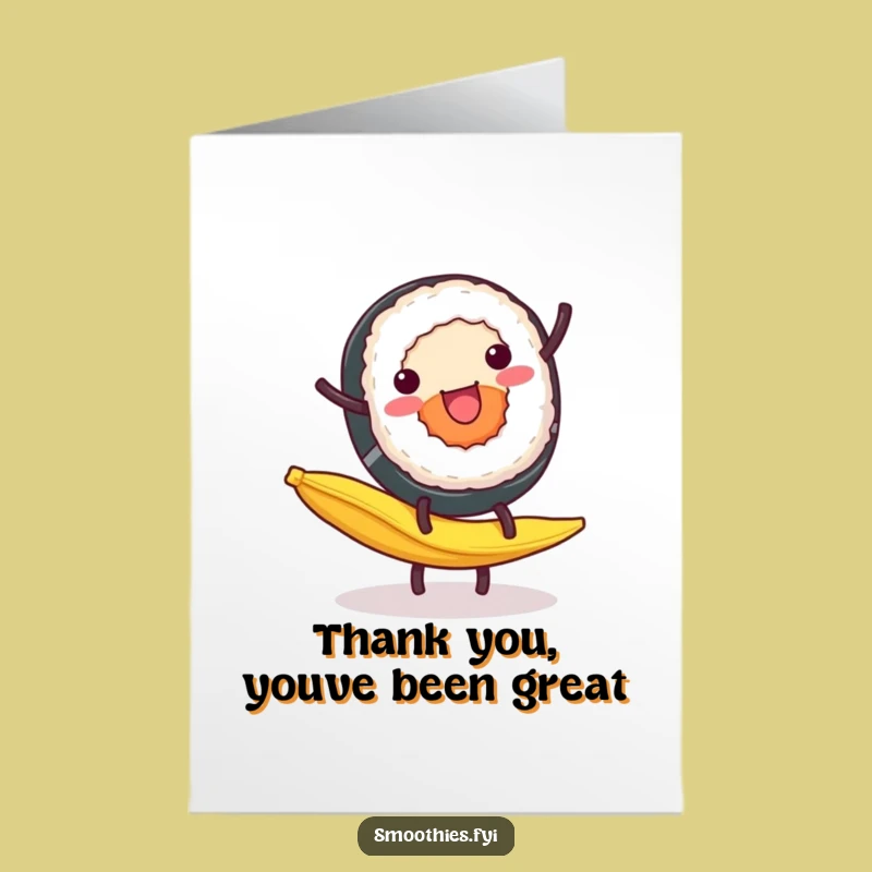 Free Printable Funny Thank You Card: Sushi Cartwheel Thanks, Quirky DIY Gift