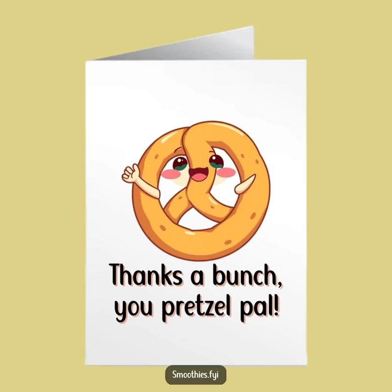 Free Printable Thank You Card: Grinning Pretzel Expressing Gratitude