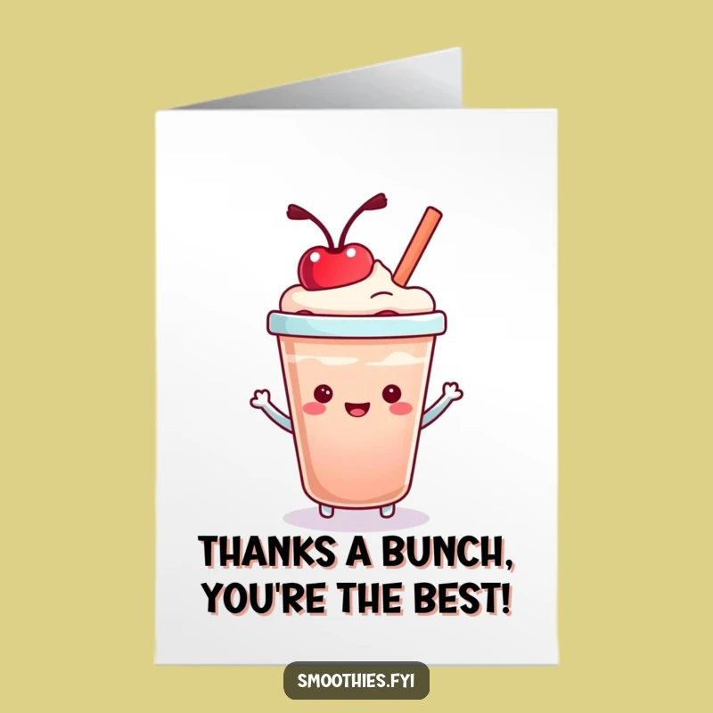 Free Printable Thank You Card: Kawaii Smoothie Cherry Bounce Humor Downloadable