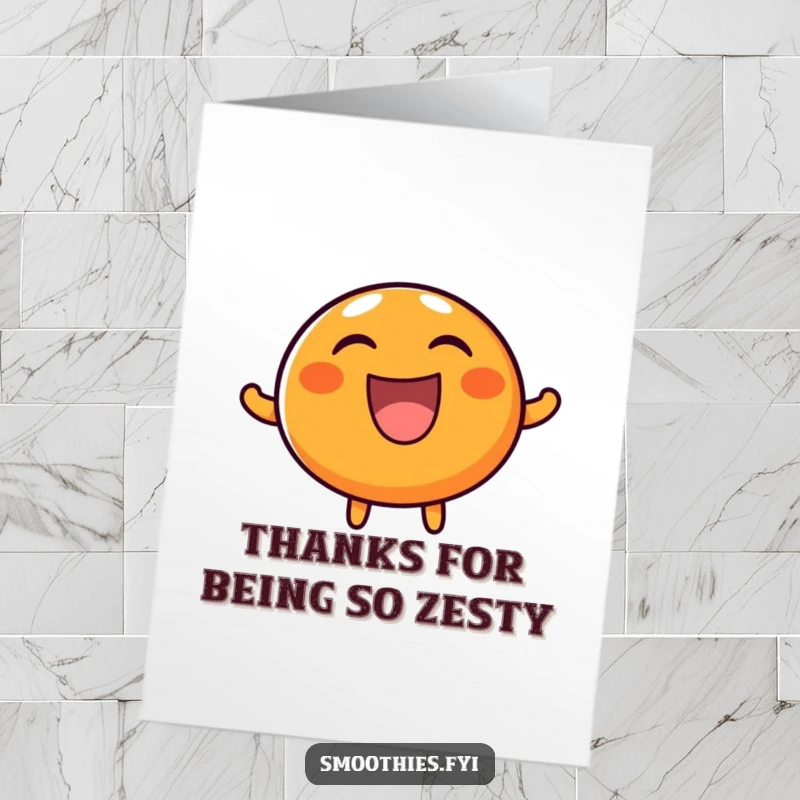 Funny Free Printable Thank You Card: A round, happy orange character laughs boisterously, expressing thanks with infectious joy.