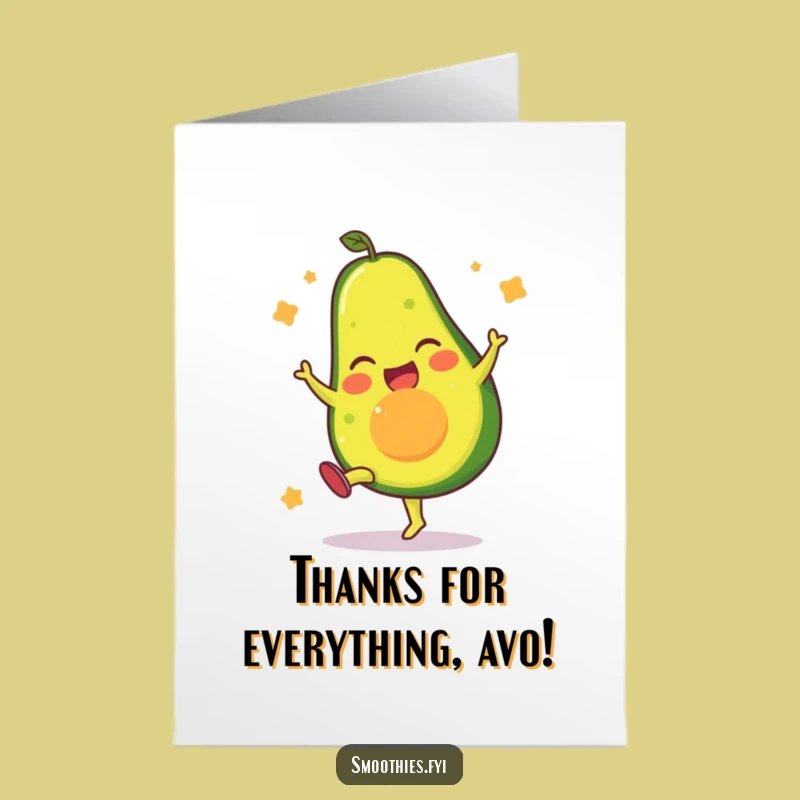 Free Printable Thank You Card: Kicking Avocado, Whimsical Downloadable Thanks