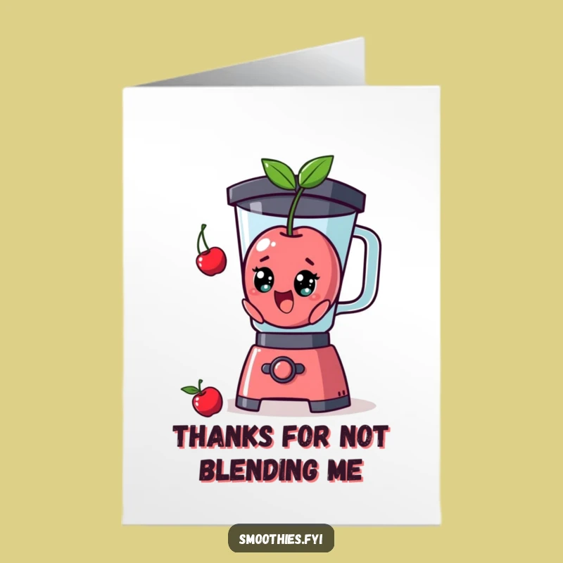 Free Printable Thanks Card: Surprised Cherry Blender Gag Downloadable Gift
