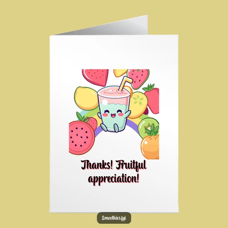Free Printable Kawaii Smoothie Thank You Card Rainbow Fun Funny Gift