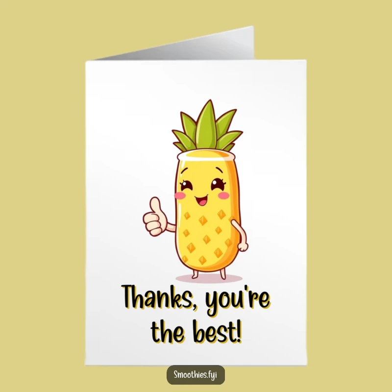 Free Printable Thank You Card: Pineapple Smoothie Gratitude Humor Download