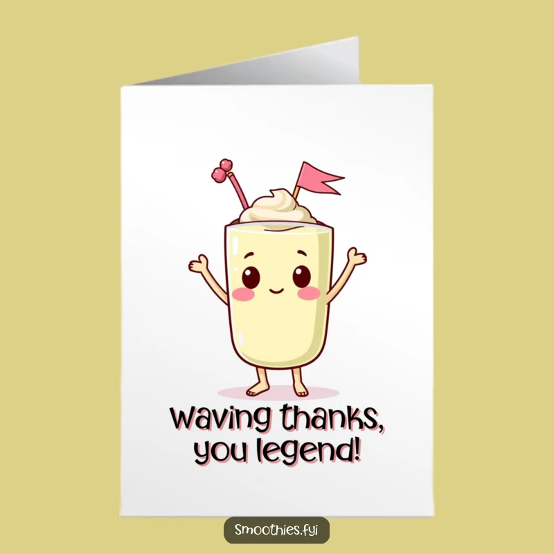 Free Printable Thanks Card: Dancing Kawaii Smoothie Funny Downloadable Gift