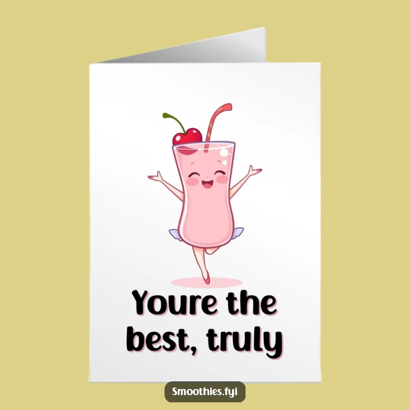 Free Printable Cherry Smoothie Ballet Thank You Card: Graceful Dancer Downloadable