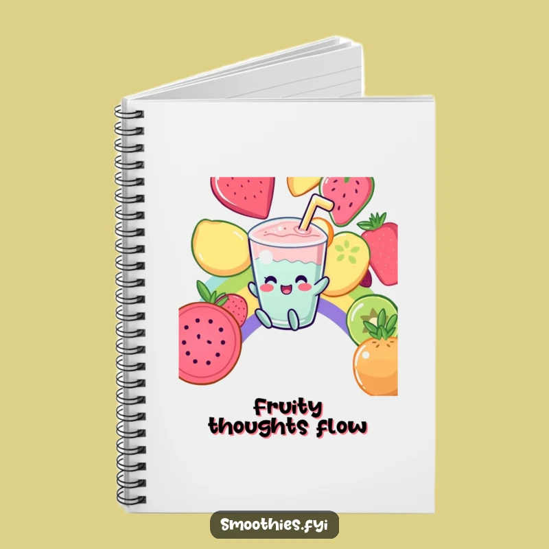 Funny Kawaii Smoothie Rainbow Slide Notebook - Jot Down Fun Fruit Lover Gift