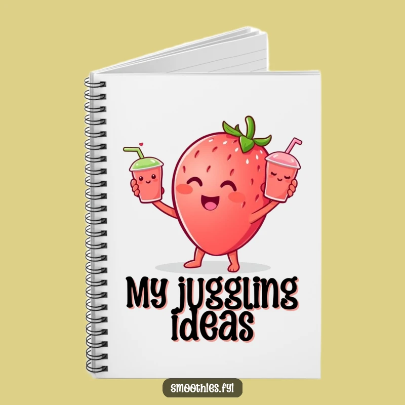 Funny Strawberry Juggling Notebook, Journal Cheerful Fruit Character Gift