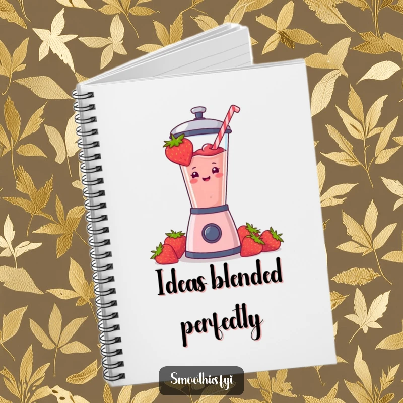Funny strawberry smoothie design featured on a notebook cover, inspiring creativity and humor. A delightful funny gift.