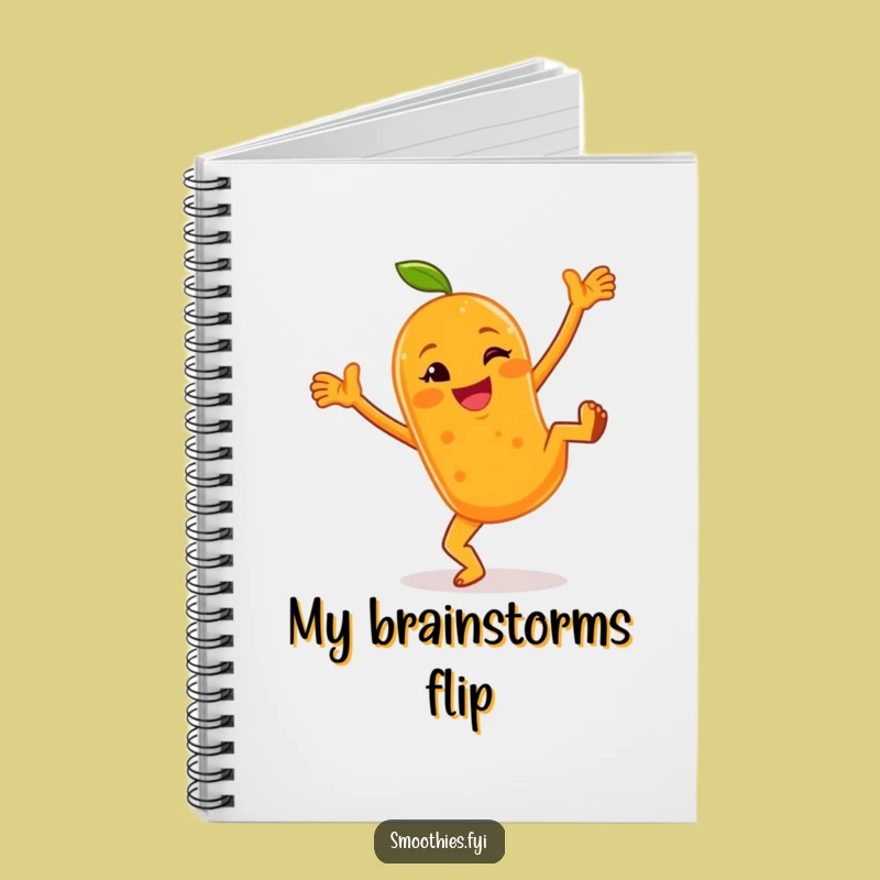 Funny Orange Smoothie Cartwheel Notebook - Cheerful Character Journal Funny Gift