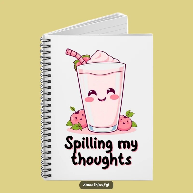 Funny Kawaii Smoothie Tipping Over Notebook - Jot Down Fun Smoothie Lover Gift