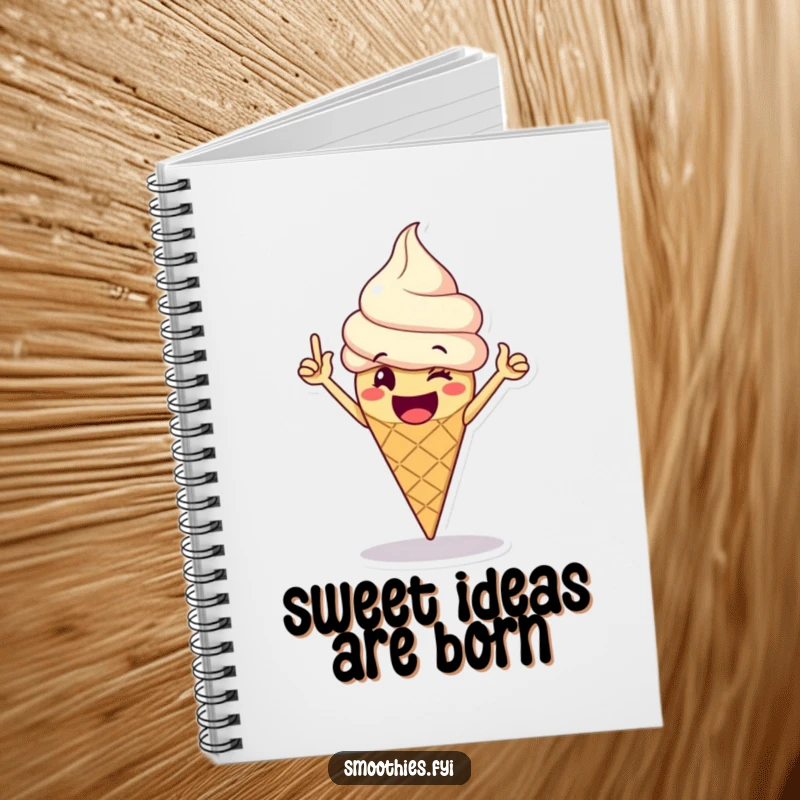 Funny Notebook: A happy ice cream cone performs a victory dance, perfect for jotting down recipes and happy thoughts.