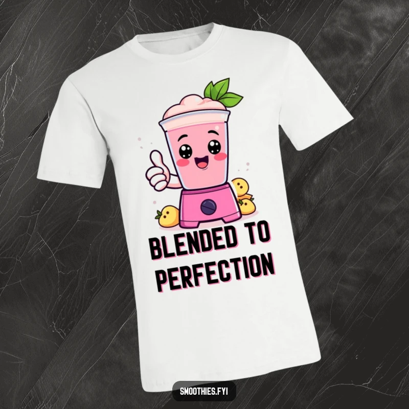 Funny T-Shirt: A joyful Kawaii smoothie character gives a thumbs up from within a blender, radiating positivity.