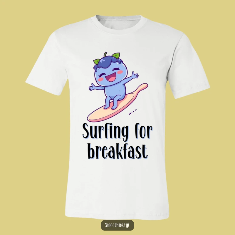 Funny Blueberry Surf T-Shirt: Laughing Berry Spoon Rider Tee for Fun Style