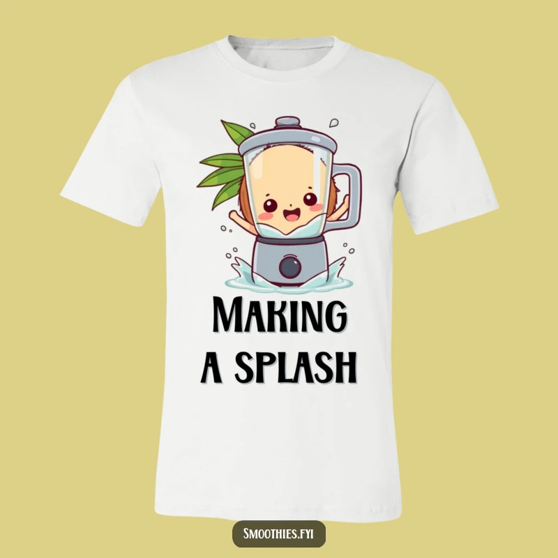 Funny Coconut Blender Splash T-Shirt - Playful Tropical Tee