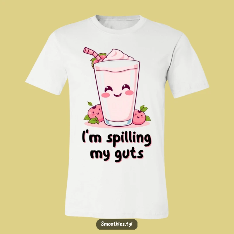 Funny Kawaii Smoothie Tipping Over T-Shirt - Comedic Smoothie Lover Funny Gift