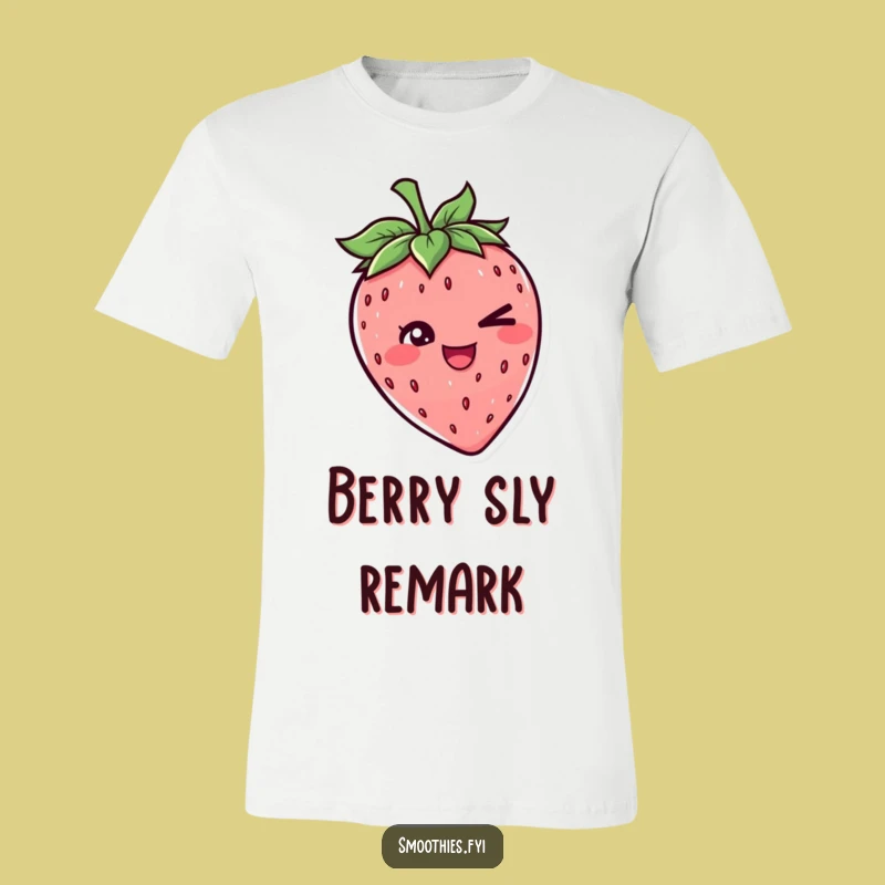 Funny Strawberry Wink T-Shirt - Playful Character Tee for Comedic Joy