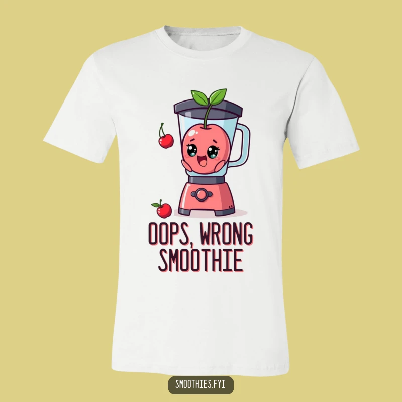 Funny Surprised Cherry Blender T-Shirt: Hilarious Fruit Gag Tee for Everyday Fun