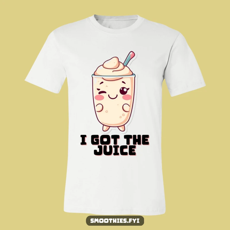 Funny Kawaii Smoothie T-Shirt: Playful Wink Design, Cheerful Humor Tee