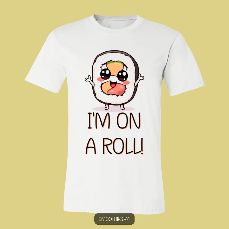 Funny Sushi Jig Tee: Googly-Eyed Character Apparel for Foodie Fun