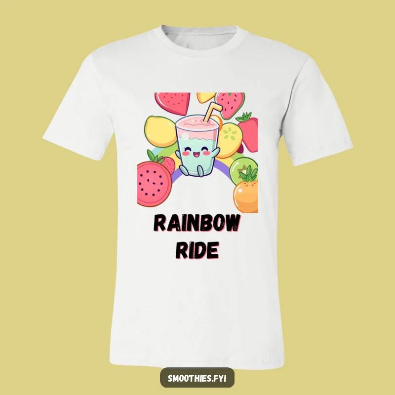 Funny Kawaii Smoothie Rainbow Slide T-Shirt - Comedic Fruit Lover Funny Gift