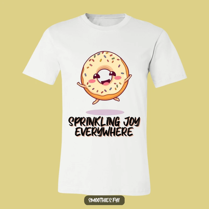 Funny Donut Jump Tee: Giggling Character Apparel for Playful Vibes