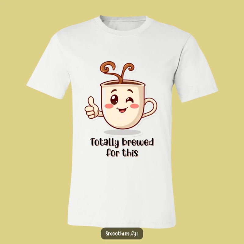 Funny Coffee Thumbs Up T-Shirt - Steaming Character Tee for Comedic Approval