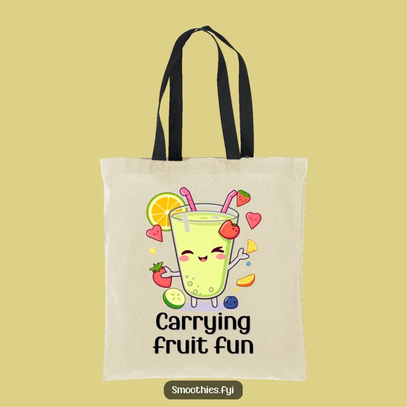 Funny Winking Kawaii Smoothie Tote Bag: Carry Your Juggle with Ease