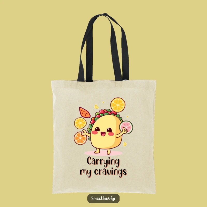 Funny Taco Tote Bag: Fruit Juggling Design, Practical Humorous Gift for Groceries